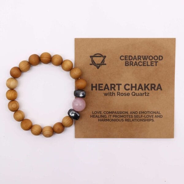Pulsera de Cedro - Chakra del corazón - Cuarzo Rosa - Imagen 4