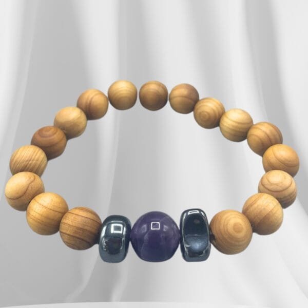 Pulsera de Cedro - Chakra del Tercer Ojo - Amatista - Imagen 2