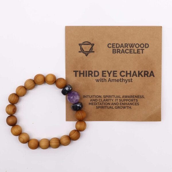 Pulsera de Cedro - Chakra del Tercer Ojo - Amatista - Imagen 4