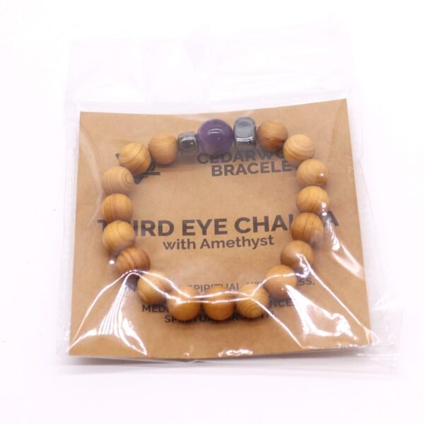 Pulsera de Cedro - Chakra del Tercer Ojo - Amatista - Imagen 3