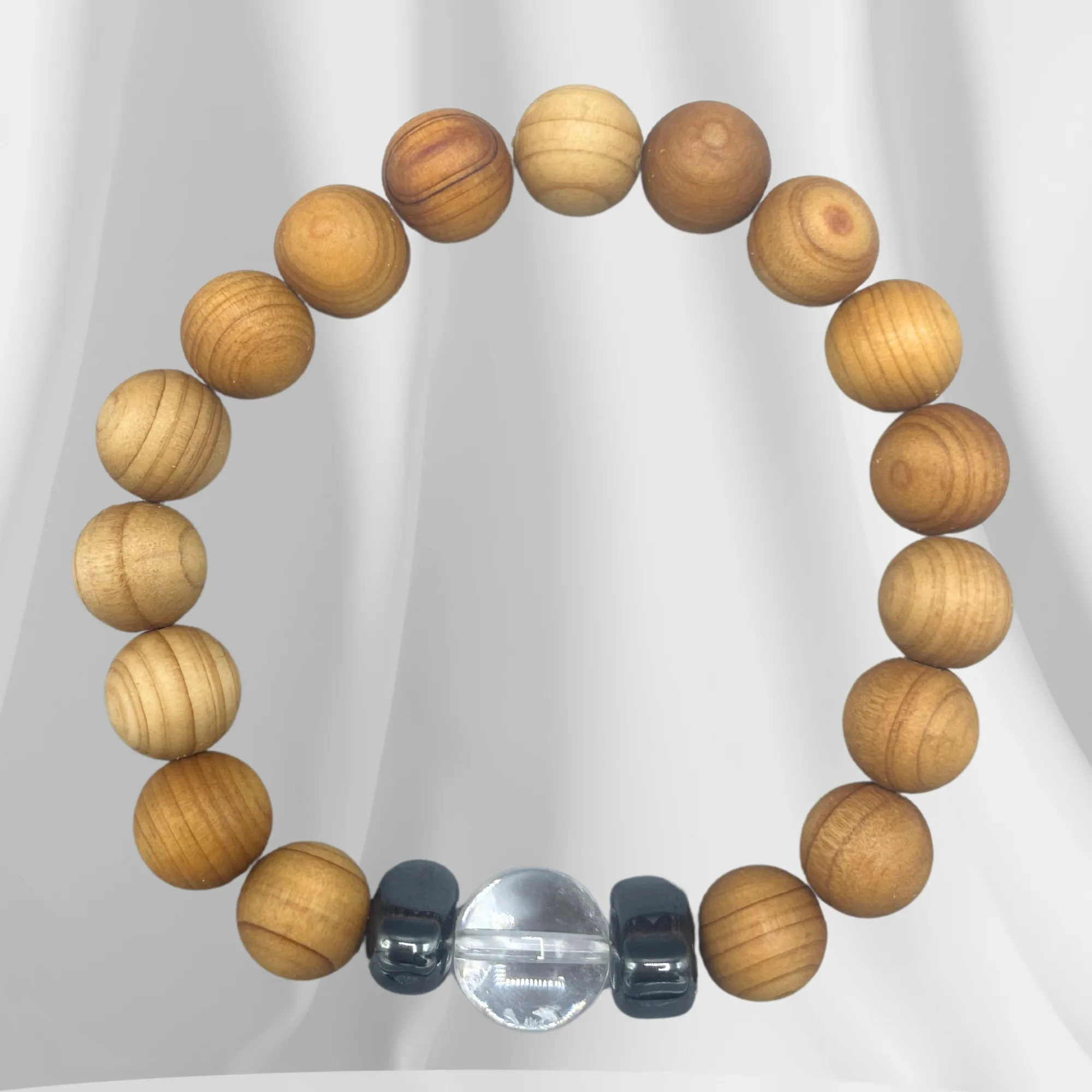 Pulsera de Cedro - Chakra Corona - Cuarzo Claro - Imagen 2