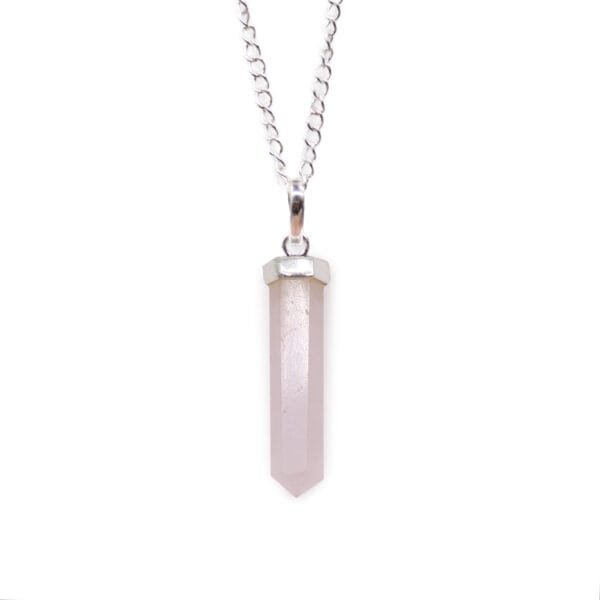 Colgante de Punto Clásico de Cuarzo Rosa