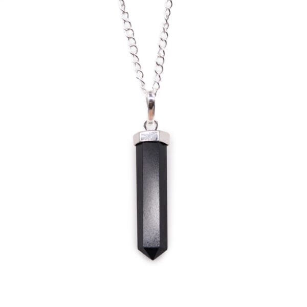 Colgante de Punto Clásico de Ágata Negra