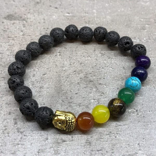 Pulsera de Piedra de Lava de Buda 7 Chakras - Imagen 2
