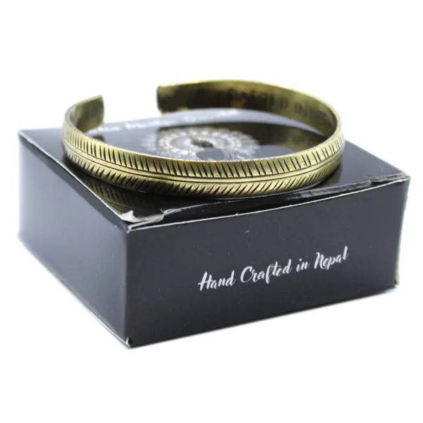 Pulsera Tibetana de Latón de Hoja Tribal Delgada - Imagen 2