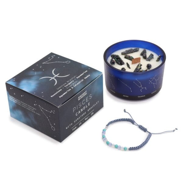 Vela de Cristal del Zodiaco (Piscis) con Pulsera