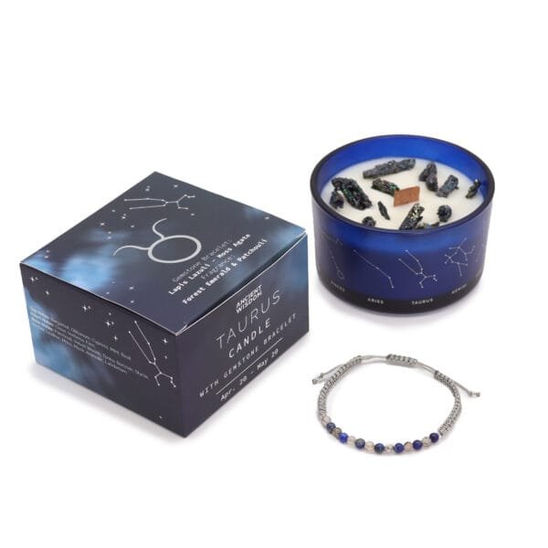 Vela de Cristal del Zodiaco (Tauro) con Pulsera
