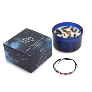 Vela de Cristal del Zodiaco (Virgo) con Pulsera