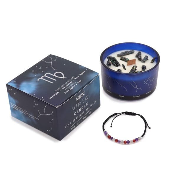 Vela de Cristal del Zodiaco (Virgo) con Pulsera