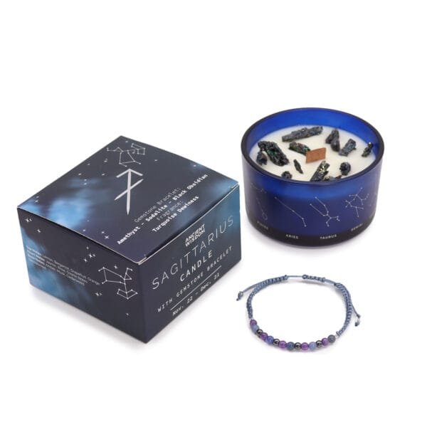 Vela de Cristal del Zodiaco (Sagitario) con Pulsera