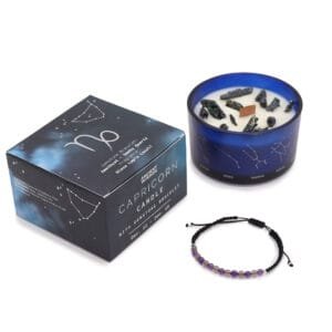 Vela de Cristal del Zodiaco (Capricornio) con Pulsera