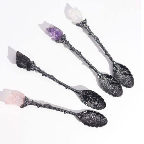 Set de 7 Cucharas de Bruja de Plata de Piedras Preciosas - Imagen 5