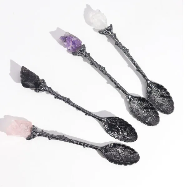 Set de 7 Cucharas de Bruja de Plata de Piedras Preciosas - Imagen 5