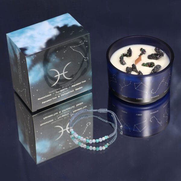 Vela de Cristal del Zodiaco (Piscis) con Pulsera - Imagen 2