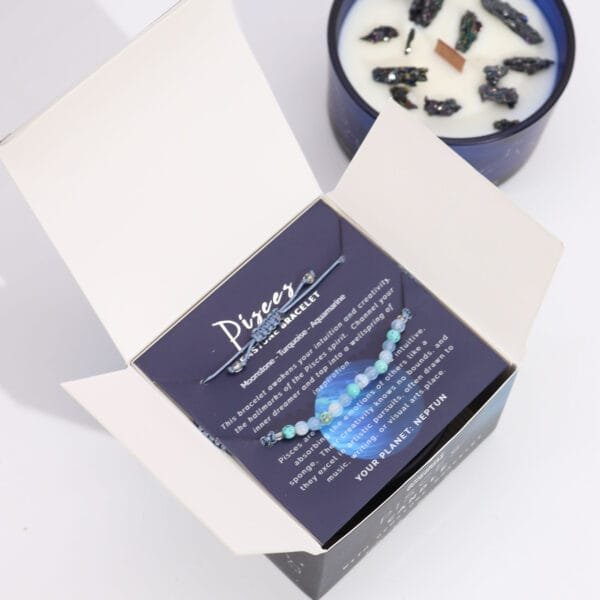 Vela de Cristal del Zodiaco (Piscis) con Pulsera - Imagen 3