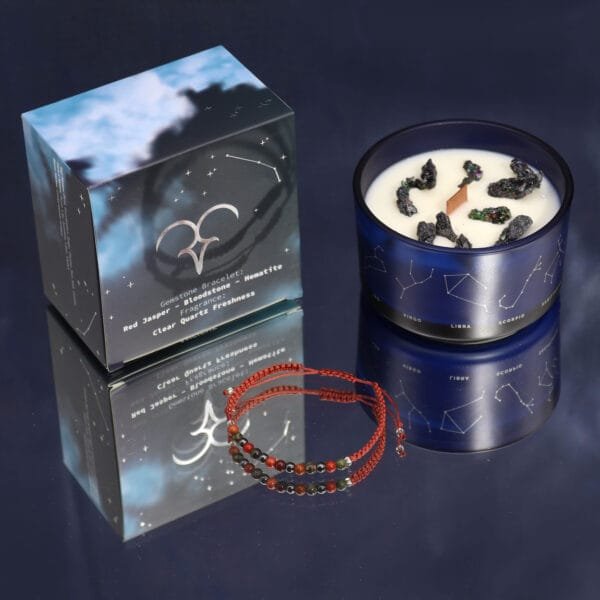 Vela de Cristal del Zodiaco (Aries) con Pulsera - Imagen 2