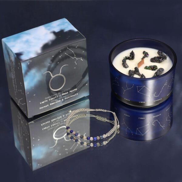 Vela de Cristal del Zodiaco (Tauro) con Pulsera - Imagen 2