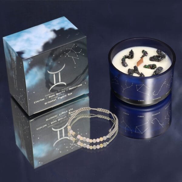 Vela de Cristal del Zodiaco (Géminis) con Pulsera - Imagen 2