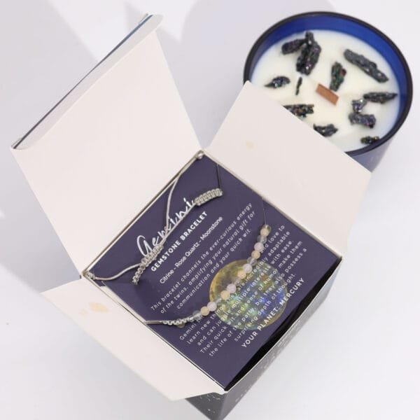 Vela de Cristal del Zodiaco (Géminis) con Pulsera - Imagen 3