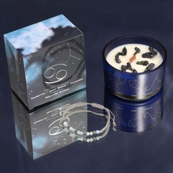 Vela de cristal del zodiaco (Cáncer) con pulsera - Imagen 2